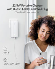 Portable Charger with Built-in Cables & AC Wall Plug