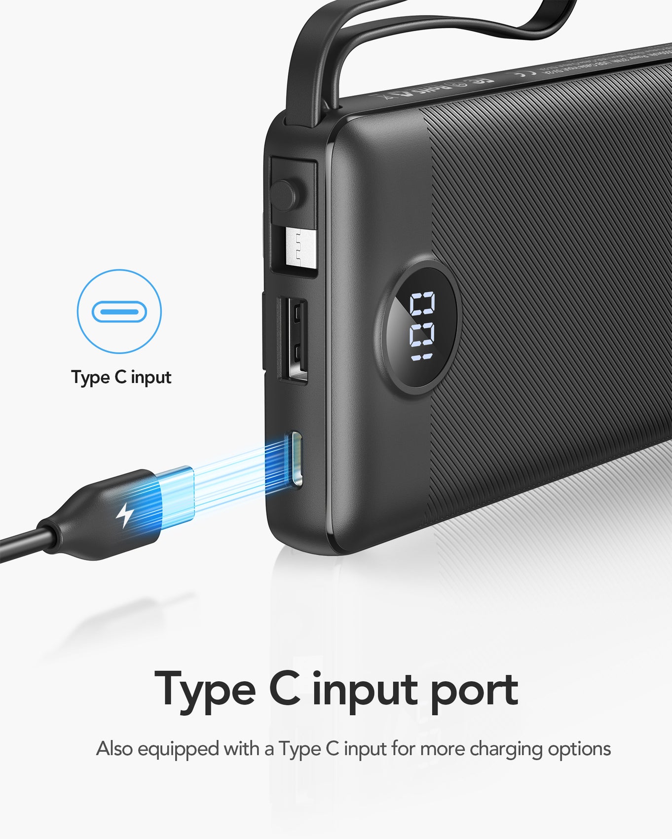 Ejectable Power Bank with Fast Charge USB & USB-C