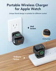 Dual Ports Plug with Magnetic Wireless iWatch Charger